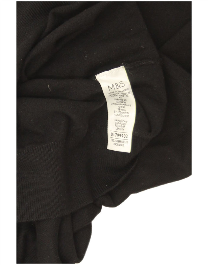 Marks & Spencer Womens Roll Neck Jumper Sweater UK 14 Medium Black Cotton