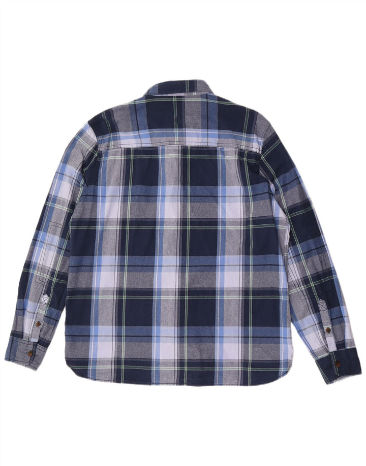 FAT FACE Herre flannelskjorte XL blå ternet bomuld