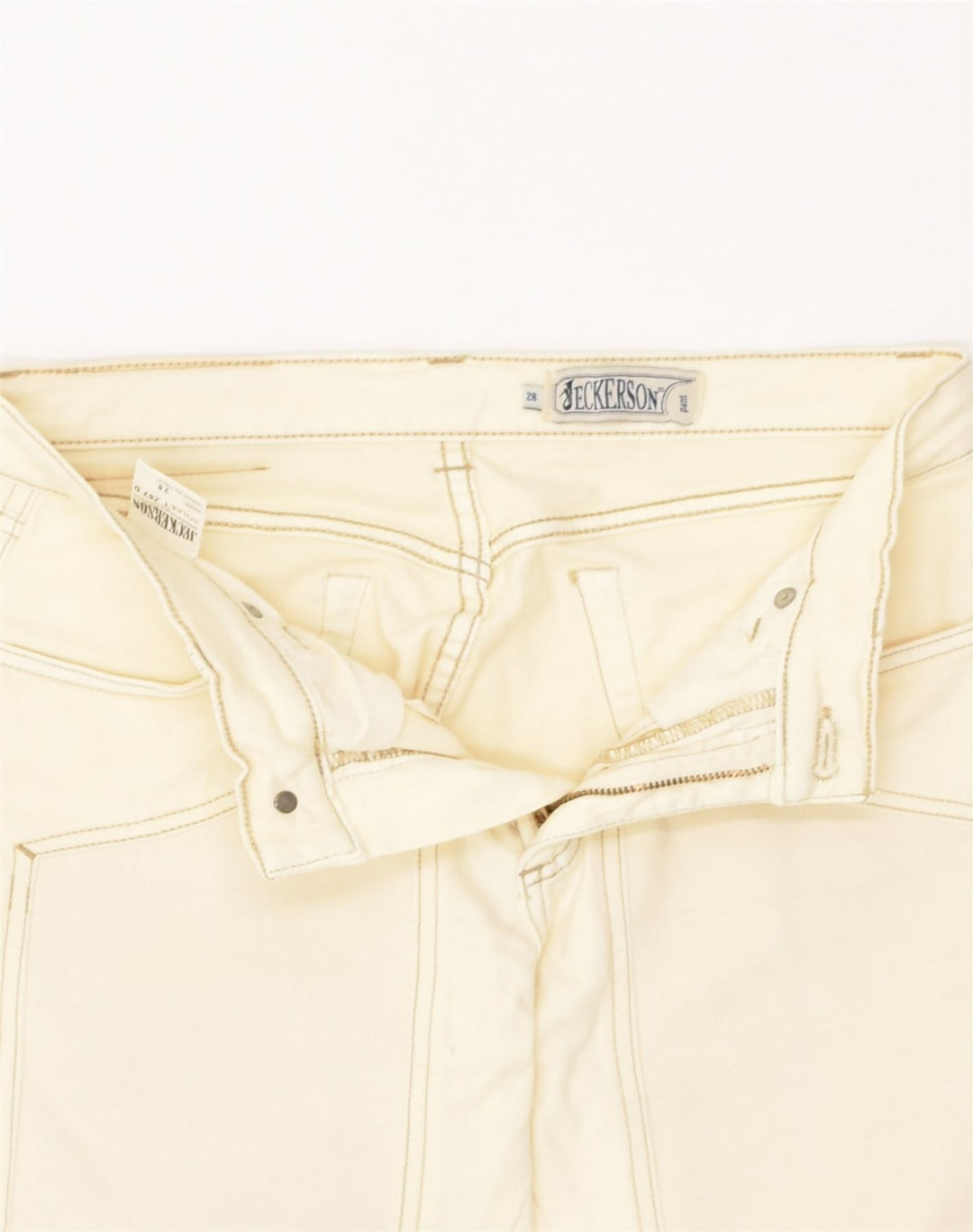 JECKERSON Womens Slim Casual Trousers W28 L30 Off White Cotton | Vintage Jeckerson | Thrift | Second-Hand Jeckerson | Used Clothing | Messina Hembry 