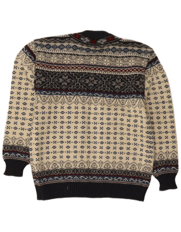 Pulover cardigan deschis pentru femei Icelandia UK 14 Medium Off White Fair Isle