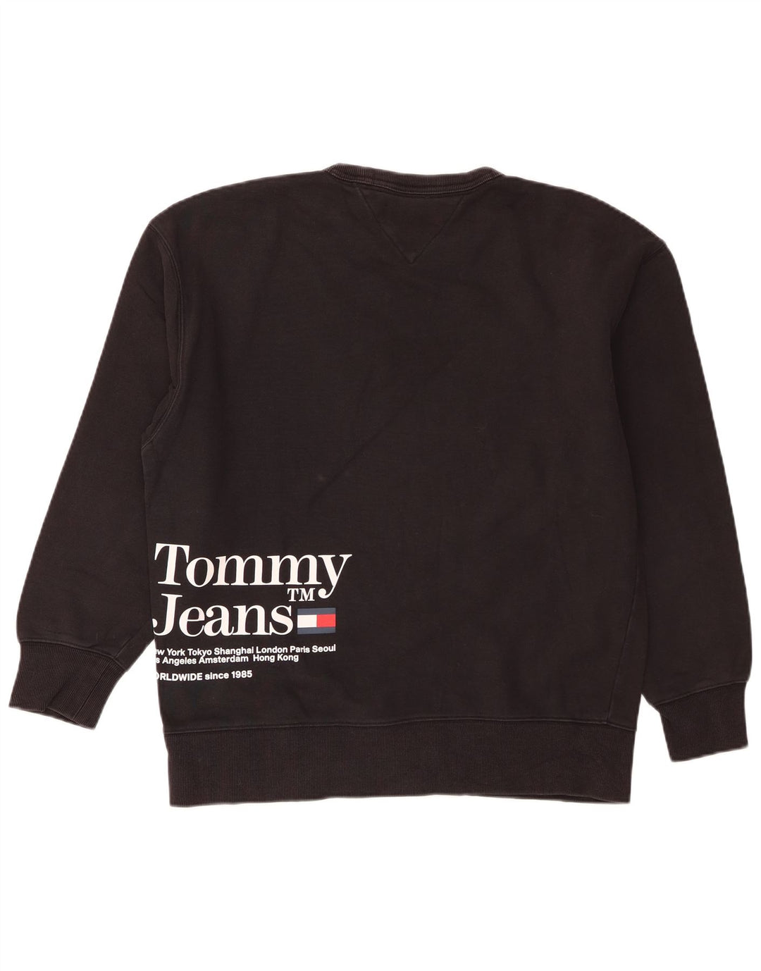 Tommy Hilfiger Herren-Sweatshirt mit Grafik, Größe S, schwarze Baumwolle