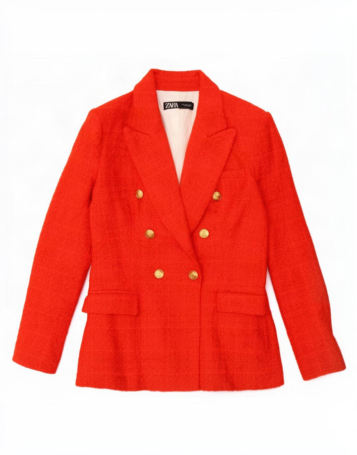 Jachetă Blazer pentru femei Zara UK 12, roșu mediu din bumbac