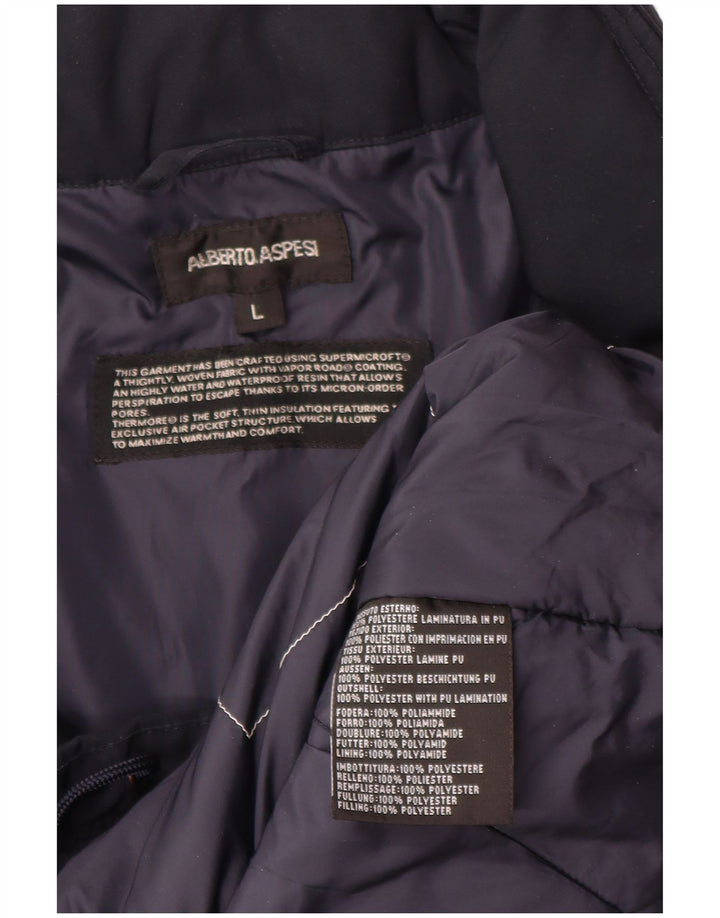 Alberto Aspesi Herre Hætte Military Jacket UK 40 Large Navy Blue Polyester