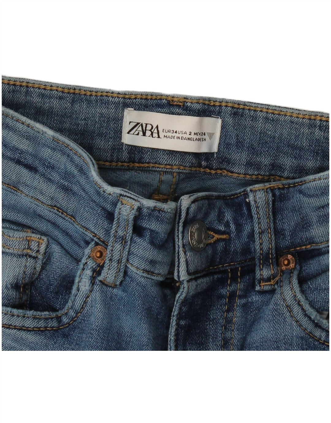 Zara Damen Schlagjeans EU 34 2XS W24 L31 Blau