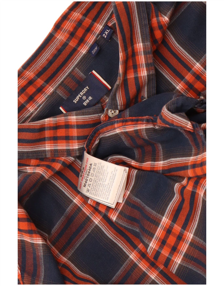 Superdry Chemise en flanelle pour homme 2XL en coton à carreaux bleu marine