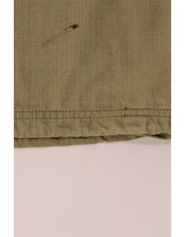 Weird Fish Mens Hooded Bomber Jacket UK 40 Large Khaki Cotton