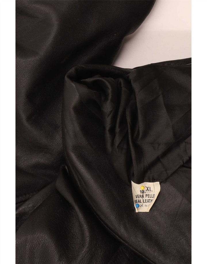 manteau en cuir double boutonnage vintage pour hommes UK 42 XL Noir