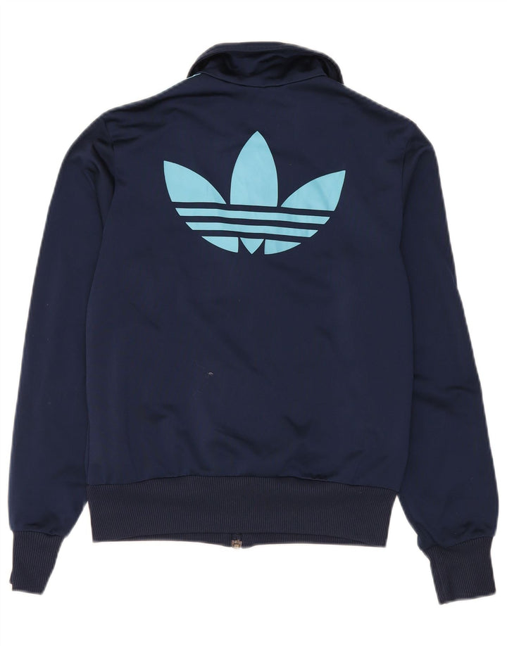 Adidas Womens Graphic Tracksuit Top Jacket EU 38 Medium Navy Blue Polyester