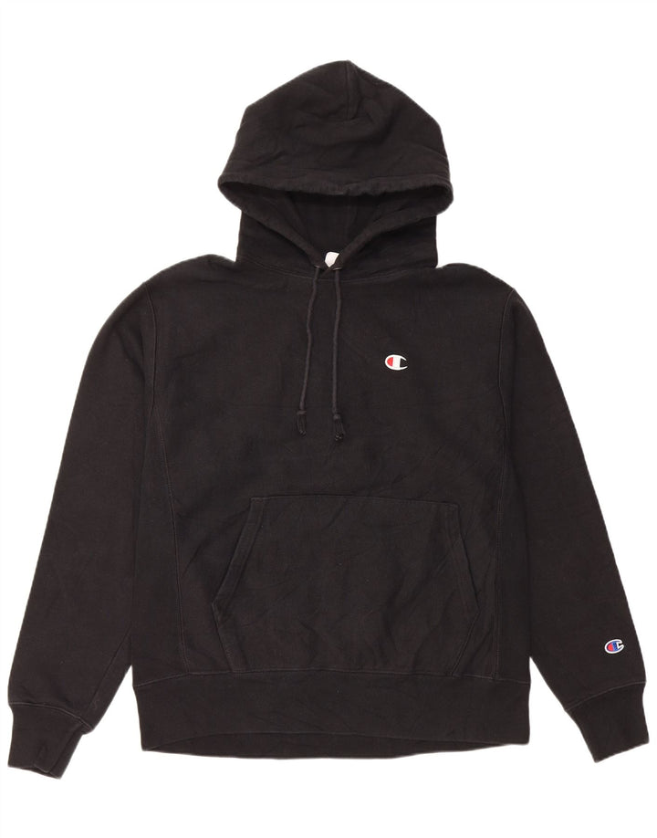 Champion Mens Reverse Weave Hoodie Jumper Medium Black Cotton