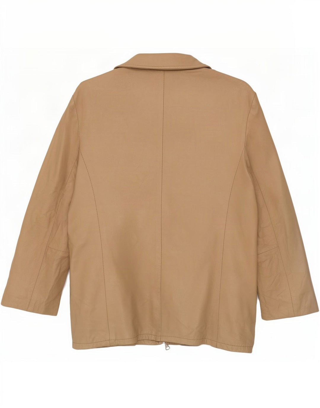 Vintage Womens Oversized 3/4 Sleeve Leather Jacket UK 6 XS Beige