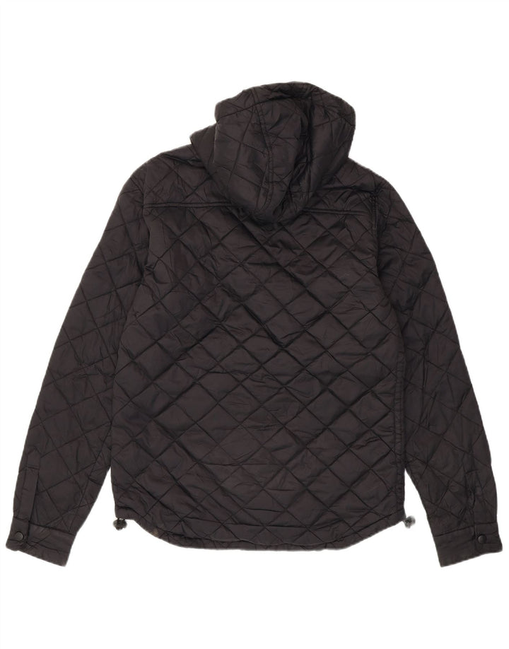 SUPERDRY Quiltet jakke med hætte til mænd UK 36 Lille sort nylon