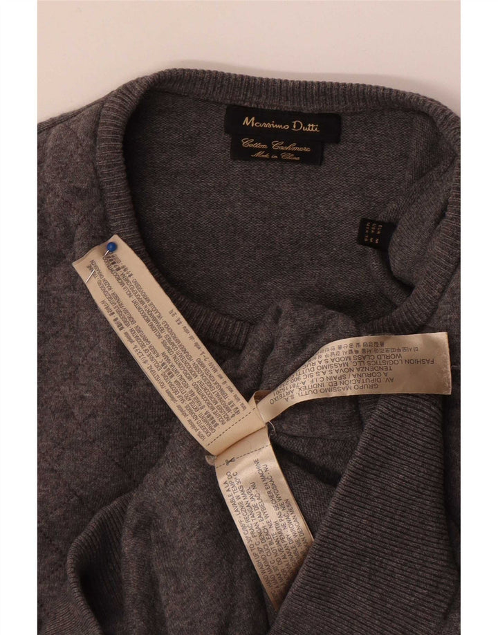 Massimo Dutti Womens Crew Neck Jumper Sweater UK 14 Medium Grey Polyester