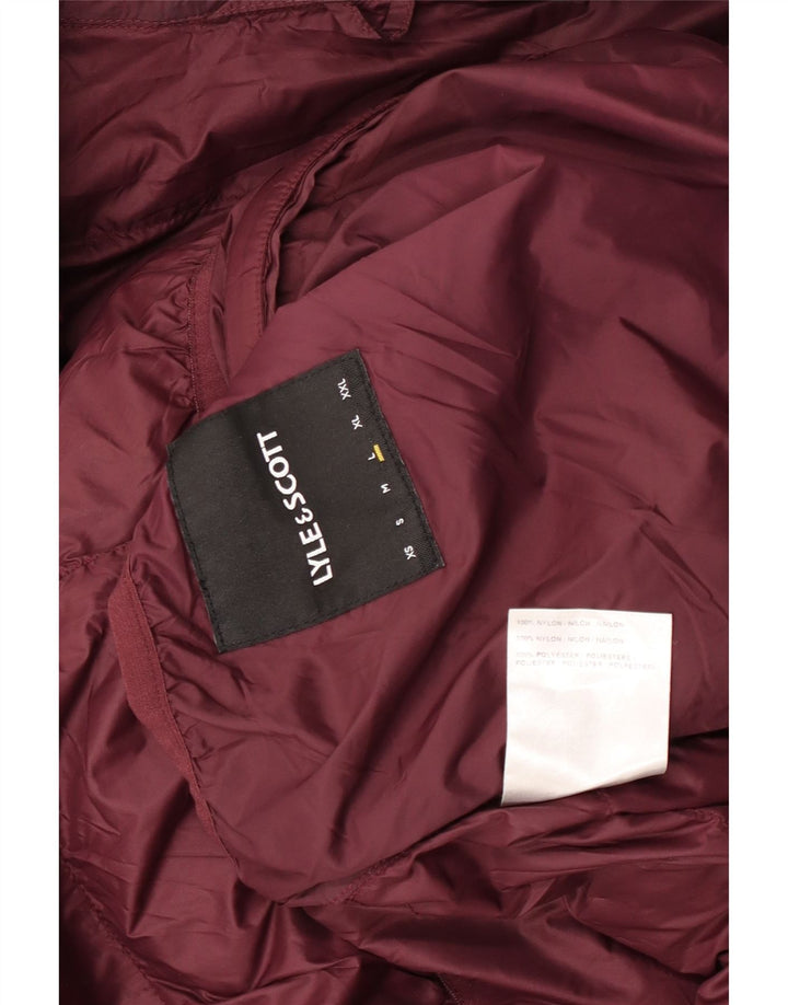 Lyle & Scott Mens Hooded Padded Jacket UK 40 Large Maroon Nylon