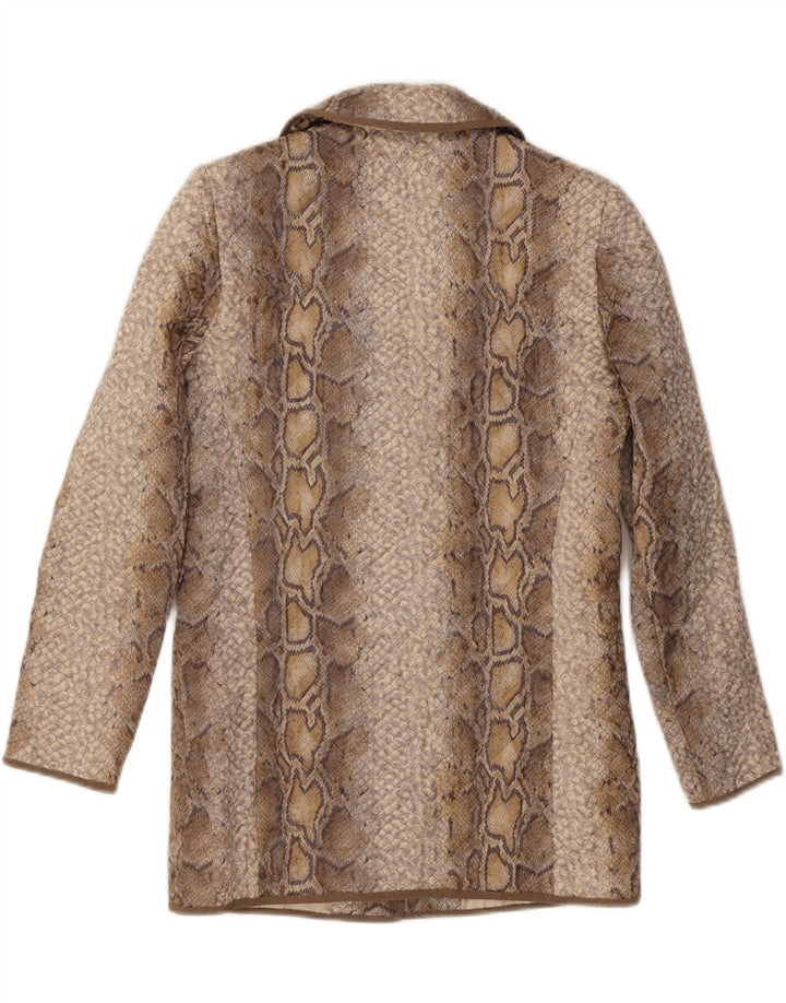 VINTAGE Womens 3 Button Blazer Jacket IT 42 Medium Beige Animal Print Vintage Vintage and Second-Hand Vintage from Messina Hembry 