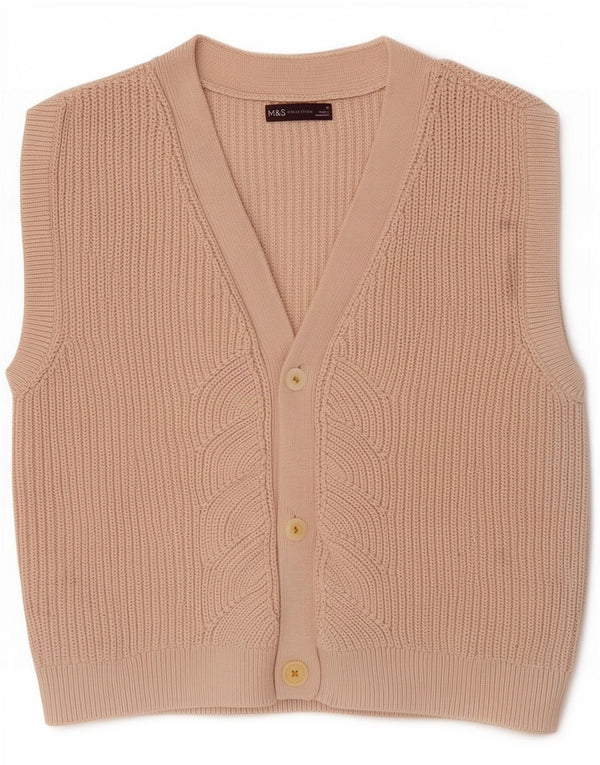 Maglione cardigan senza maniche da donna Marks & Spencer UK 14 Beige medio