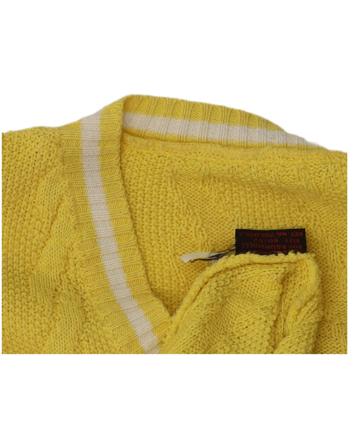 Vintage Mens V-Neck Jumper Sweater IT 50/52 Medium Yellow Polyacrylic