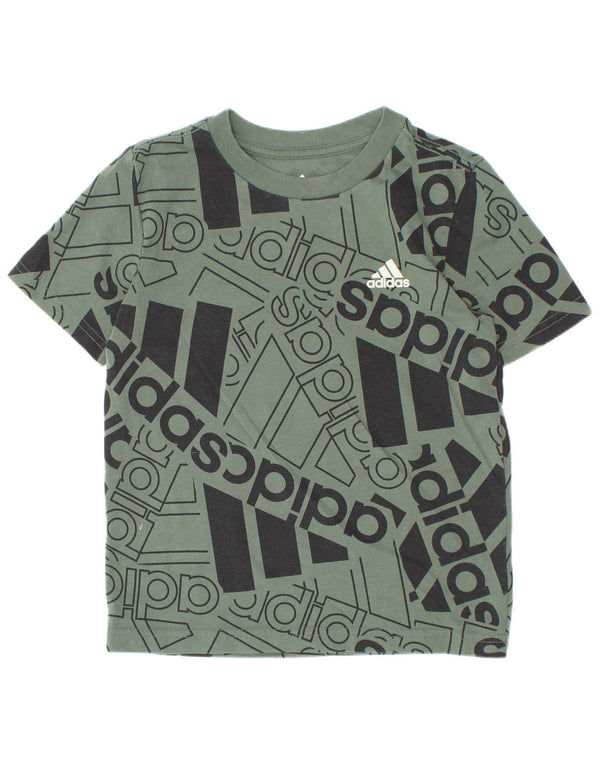 Tricou cu grafic Adidas pentru băieți, cu croiala normală, 4-5 ani, bumbac verde