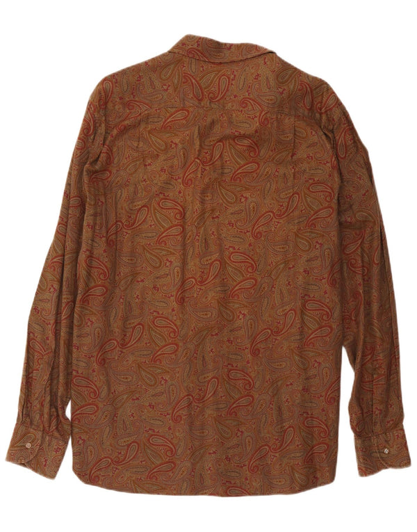 Pizzarotti Mens Shirt Medium Brown Paisley