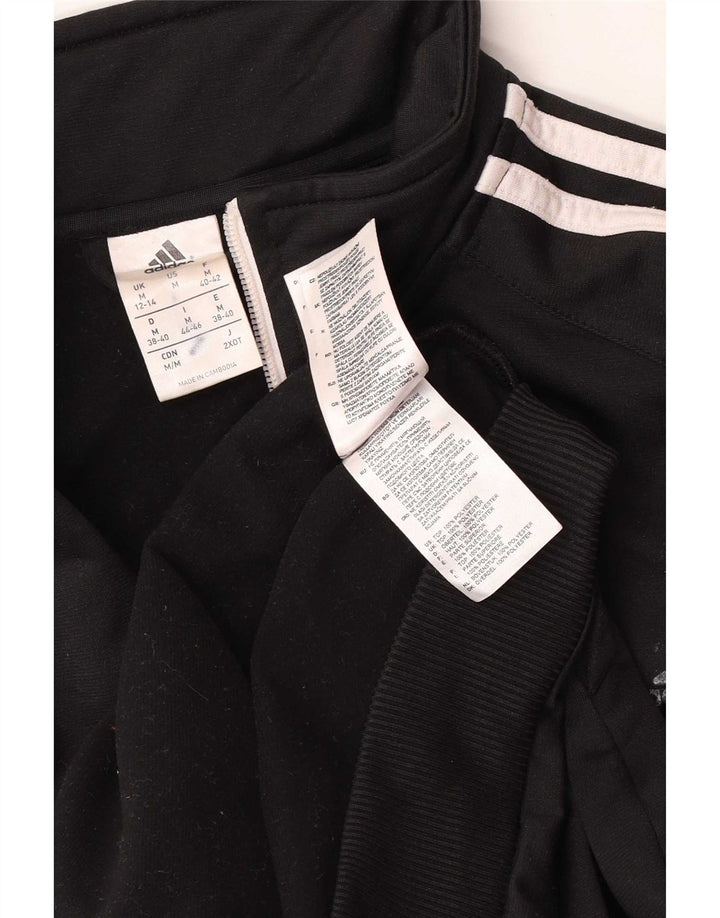 Adidas Womens Tracksuit Top Jacket UK 12/14 Medium Black Polyester