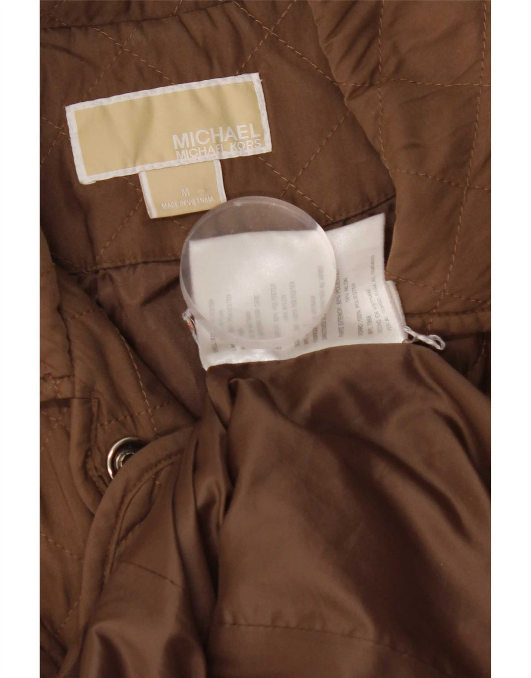 Michael Kors Womens Quilted Jacket UK 14 Medium Brown Polyester