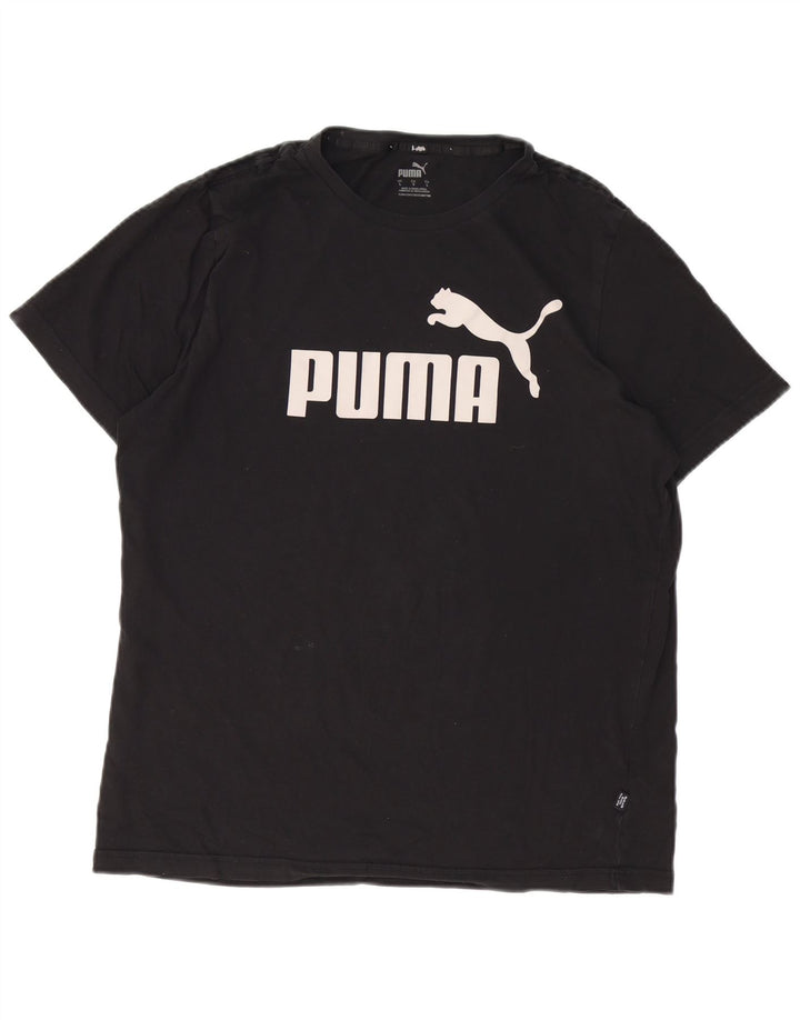 PUMA Mens Graphic T-Shirt Top Large Black Cotton