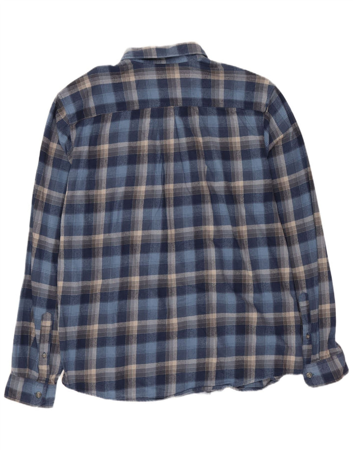 EDDIE BAUER Mens Classic Fit Flannel Shirt Large Blue Check Cotton