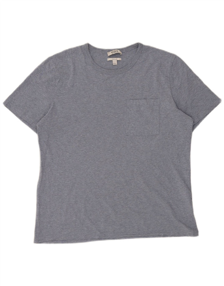 Cos Herren-T-Shirt, normal, groß, blau gesprenkelte Baumwolle
