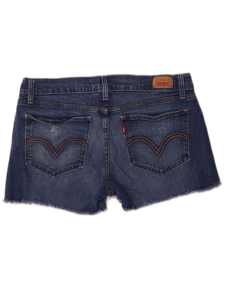 Levi's Womens 524 Distressed Super Low Denim Shorts US 11 Large W32 Blue