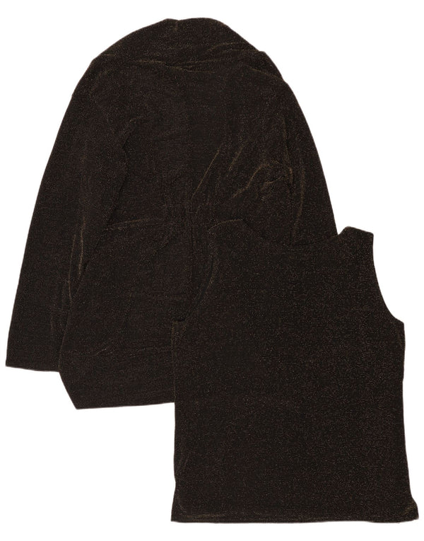Vintage Damen 2-teiliges Set UK 18 XL Schwarzes Nylon