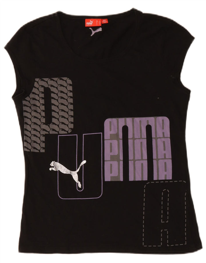 Puma Womens Graphic T-Shirt Top UK 14 Large Black