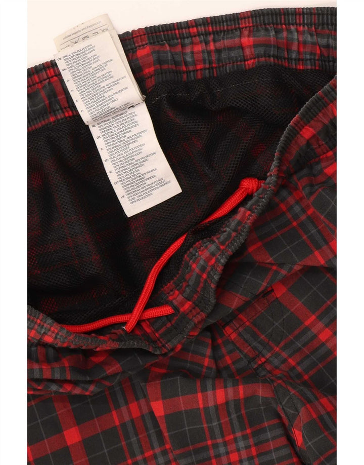 Adidas Mens Sport Shorts Pequeno Poliéster Xadrez Vermelho