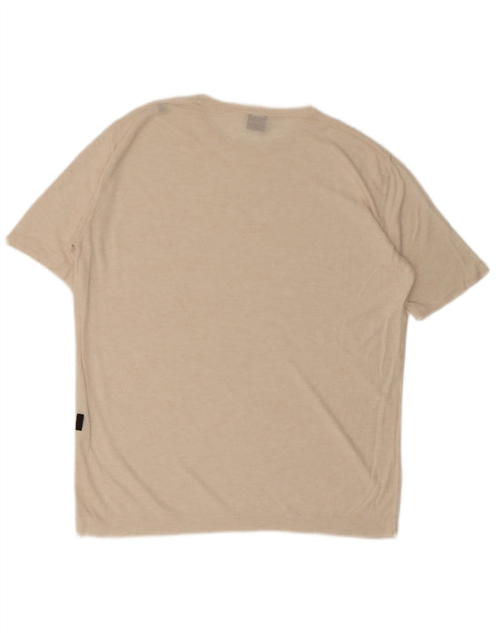 HUGO BOSS Mens T-Shirt Top IT 52 Large Beige Viscose