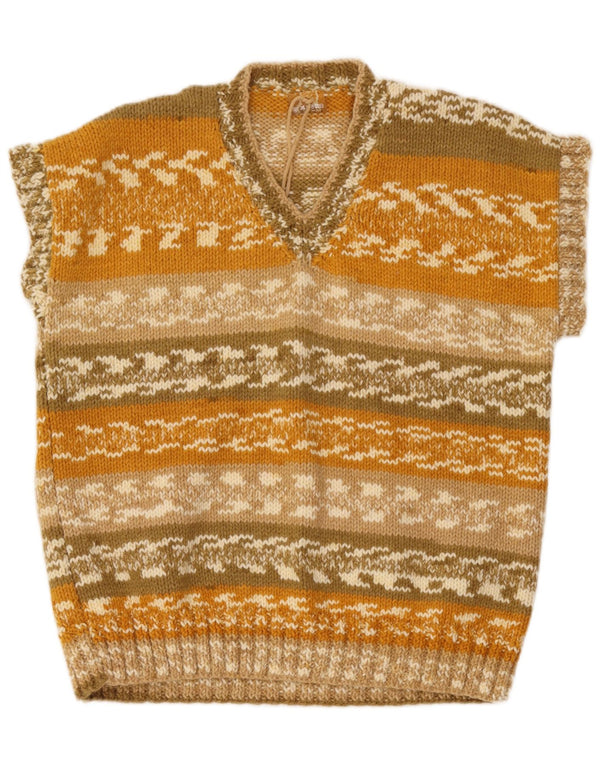 vintage Womens V-Col Jumper Sweater UK 18 XL Multicolore Rayé