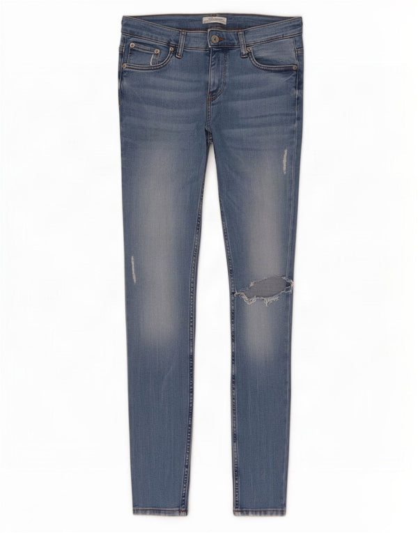 Zara Dame Distressed Skinny Jeans EU 38 Small W28 L28 Blue Cotton