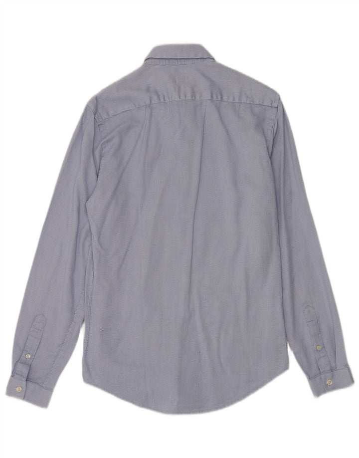 Zara Mens Slim Fit Shirt Small Blue Spotted Cotton