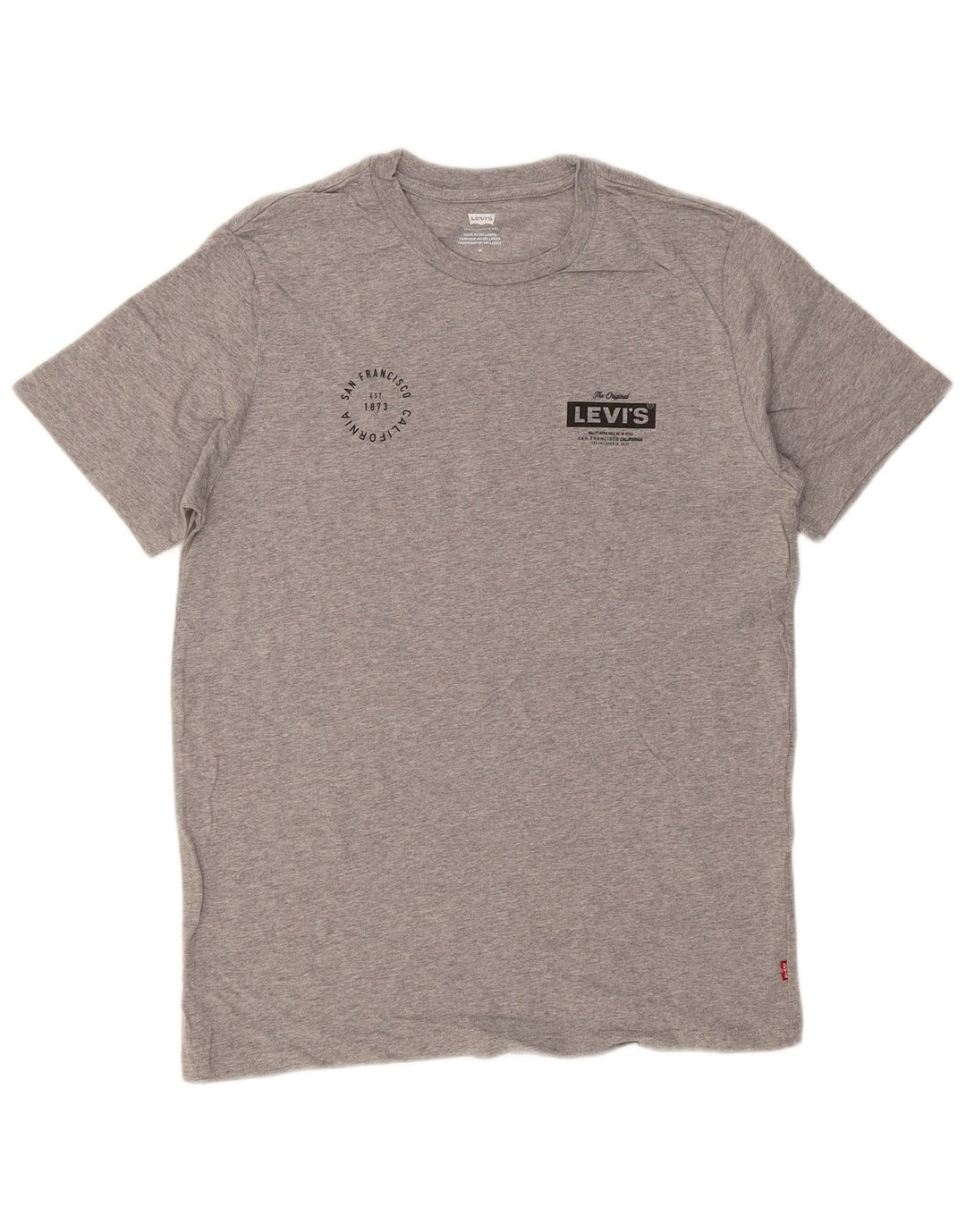 LEVI'S Herre grafisk T-shirt top mellemgrå flækket bomuld