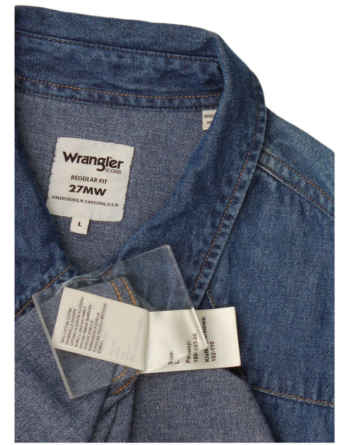 Wrangler Mens Regular Fit Denim Shirt Large Blue Cotton