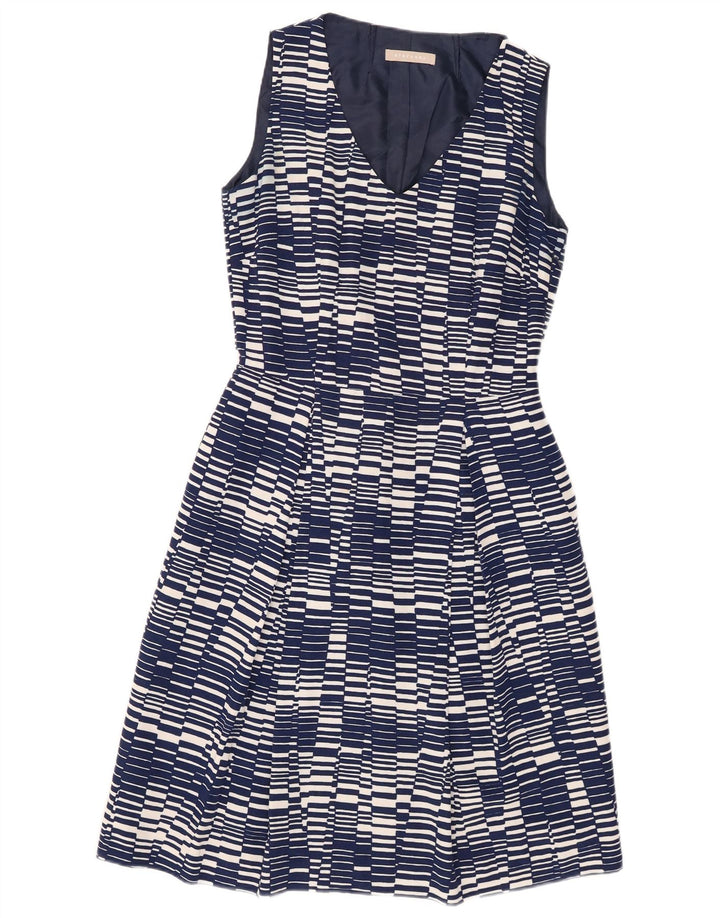 Stefanel Womens Sleeveless Sheath Dress EU 38 Medium Navy Blue Geometric