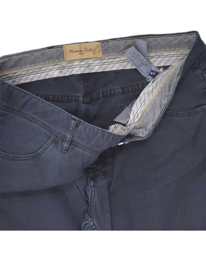 MASSIMO DUTTI Womens Slim Casual Trousers W32 L32 Navy Blue Cotton | Vintage Massimo Dutti | Thrift | Second-Hand Massimo Dutti | Used Clothing | Messina Hembry 