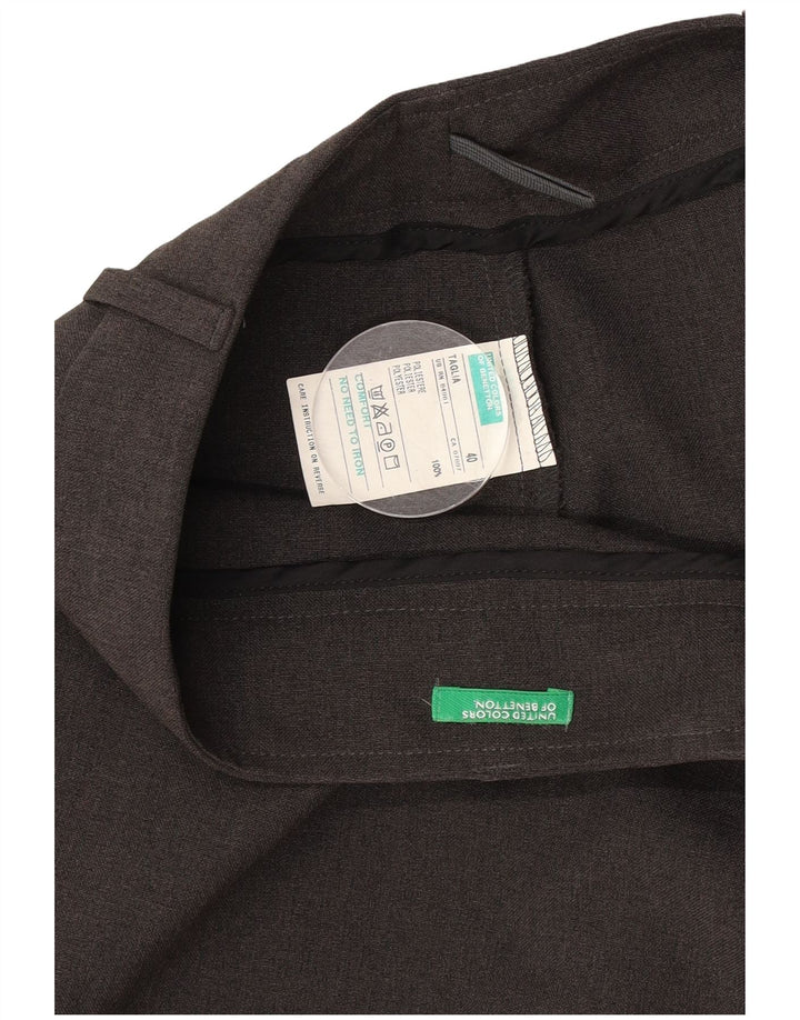 Benetton Womens Midi Straight Skirt IT 40 Small W26 Grey Polyester