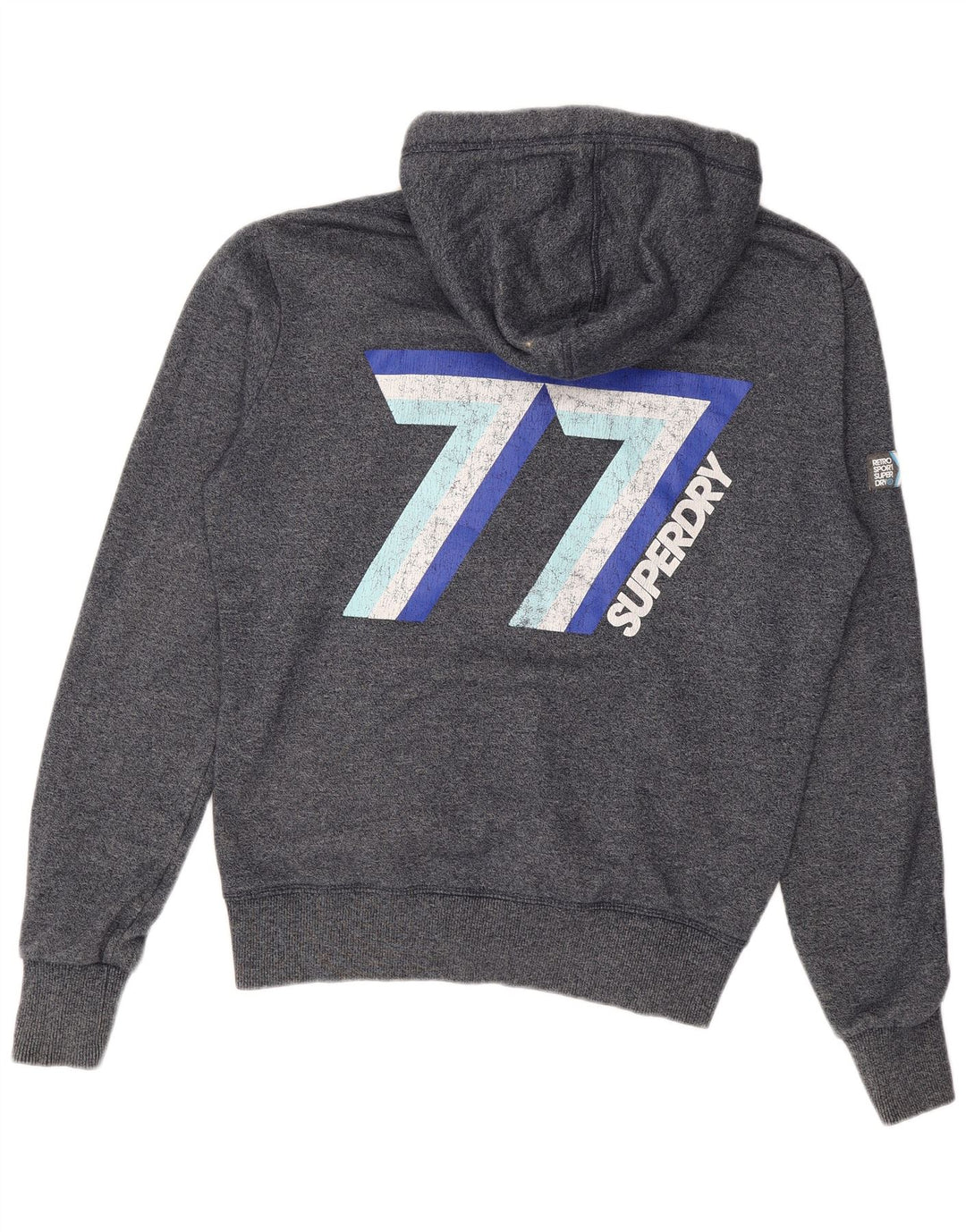 SUPERDRY Mens Graphic Zip Hoodie Sweater Medium Navy Blue Cotton