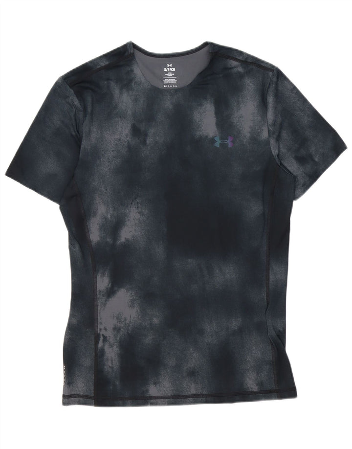 Under Armour Mens Fitted T-Shirt Top Small Black Tie Dye Polyester