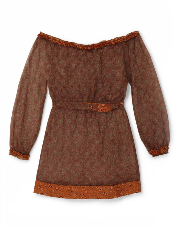 Liu Jo Schulterfreies Damenkleid UK 14 Mittelbraun Bohemian