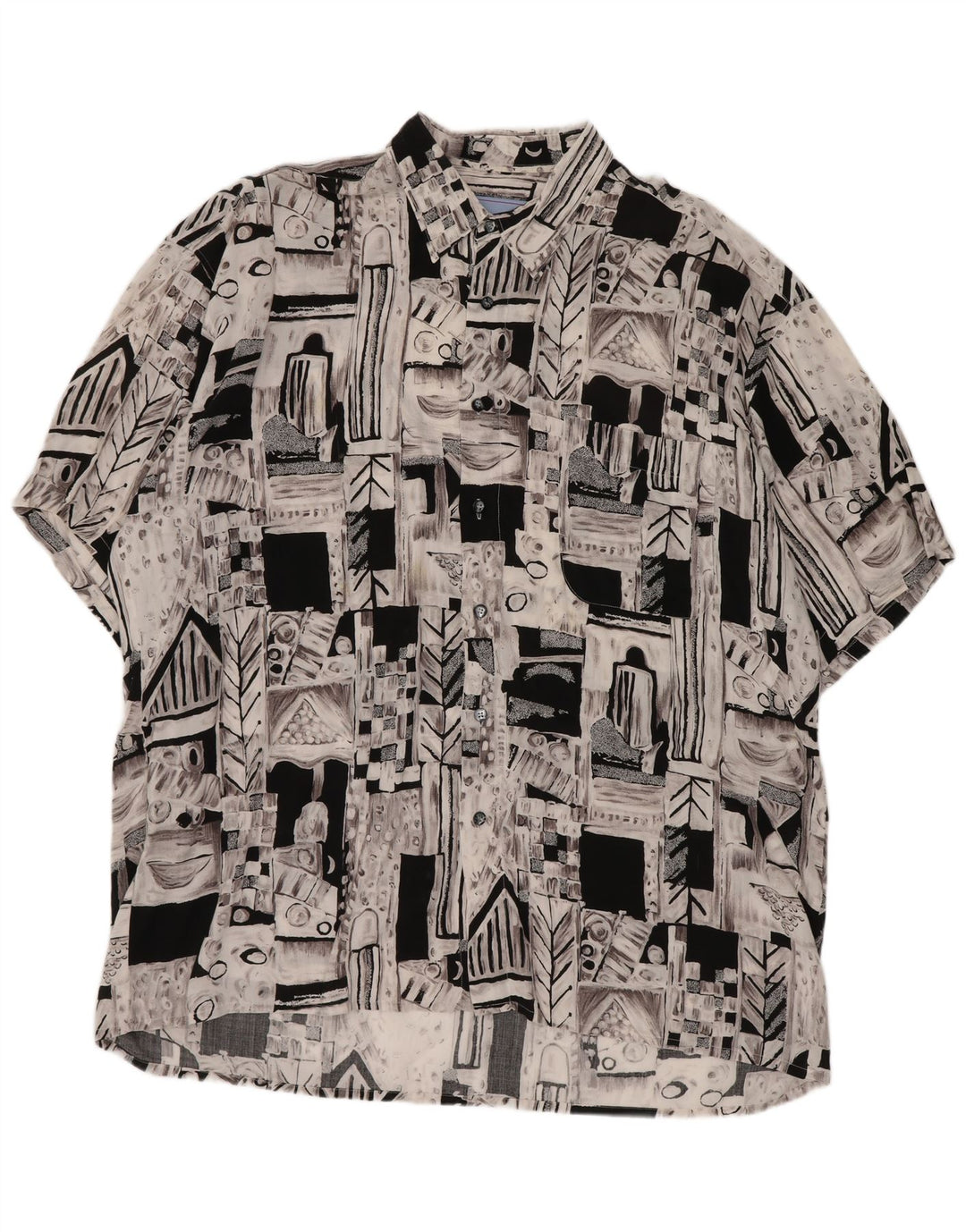 vintage Chemise à manches courtes pour hommes XL Gris Géométrique