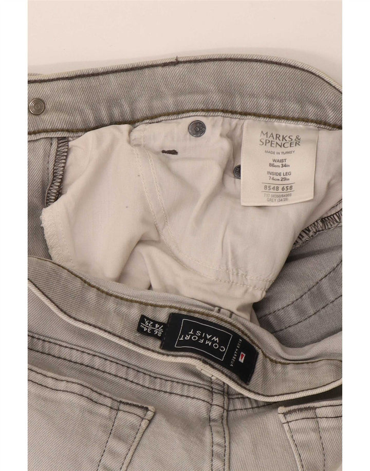 Marks & Spencer Mens Blue Harbour Straight Jeans W34 L29 Grey Cotton