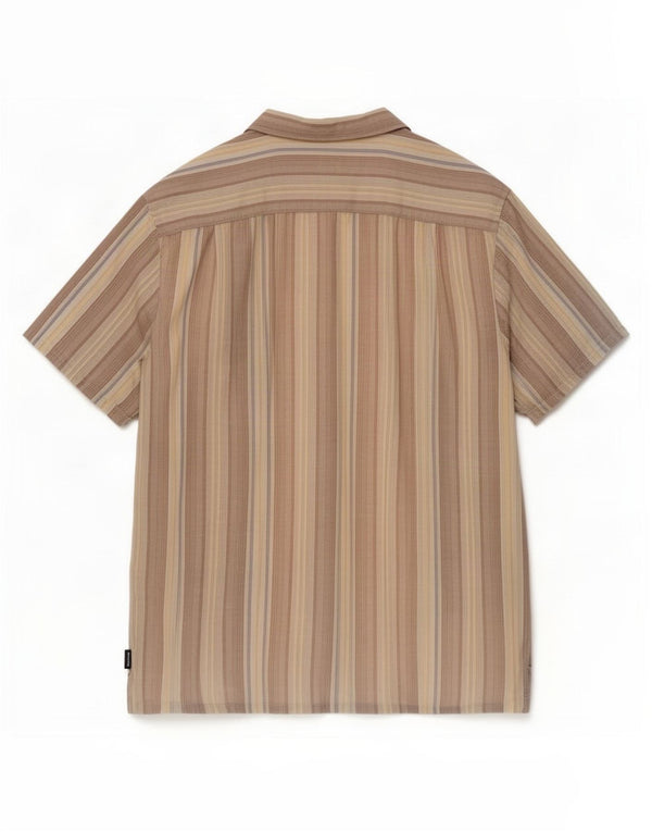 Izod Mens Short Sleeve Shirt Large Grey Striped Linen