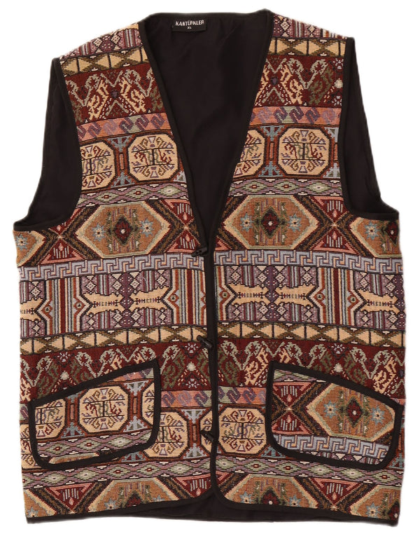 Chaleco Vintage Hombre XL Marrón Geométrico