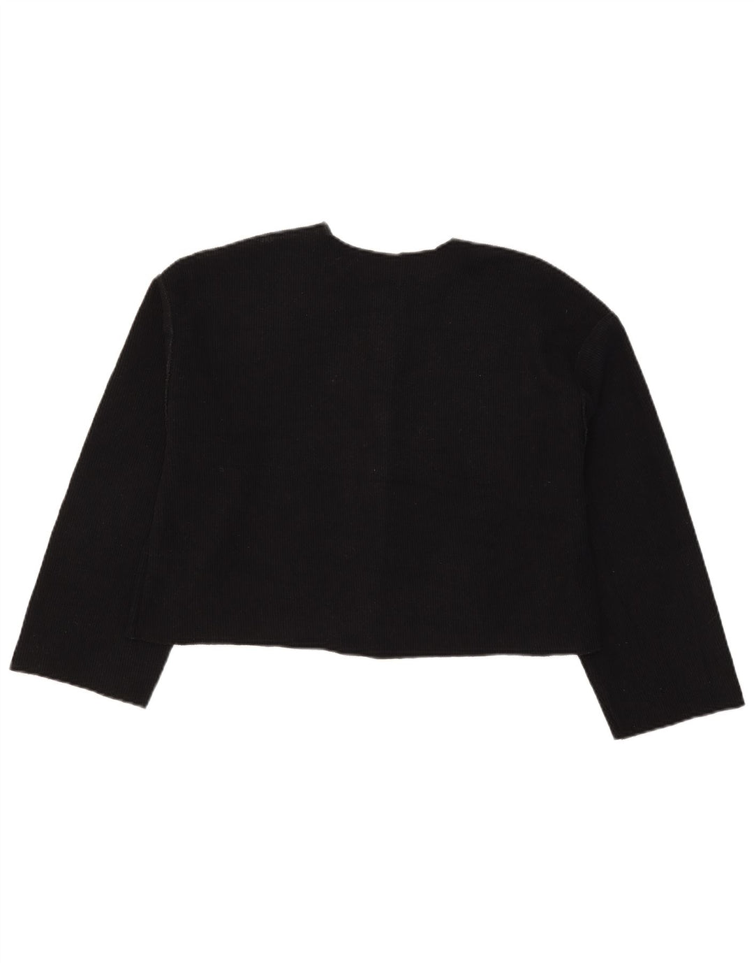 Zara Womens Crop Cardigan Sweater UK 12 Medium Black Polyester