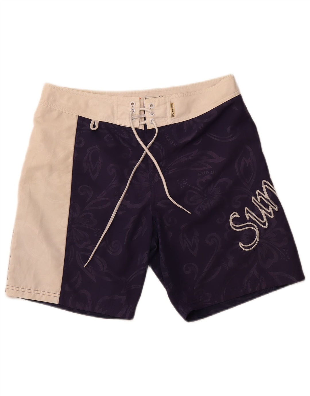 SUNDEK Grafiske badeshorts til mænd Medium Navy Blue Floral Polyester