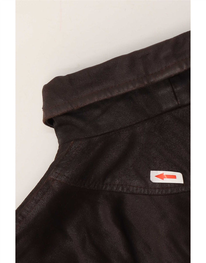 Giacca in pelle vintage da donna IT 44 Marrone medio